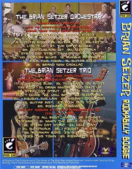 BRIAN SETZER ORCHESTRA / ROCK A BILLY BOOGIE LIVE IN USA 1999 & 2002 (1DVDR)