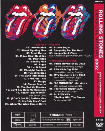 THE ROLLING STONES / LICKS LIVE SPECIAL 2002 (2DVD)