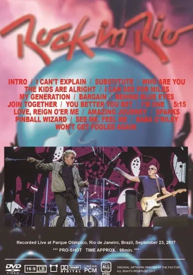 THE WHO / ROCK IN RIO 2017 Pro-Shot (1DVDR)