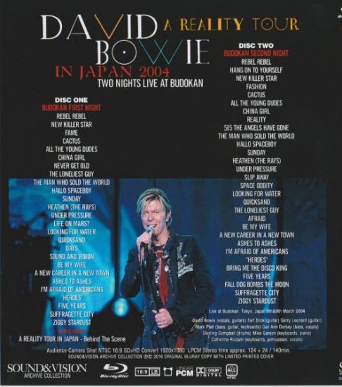 DAVID BOWIE / A REALITY TOUR IN JAPAN 2004 (2BDR)