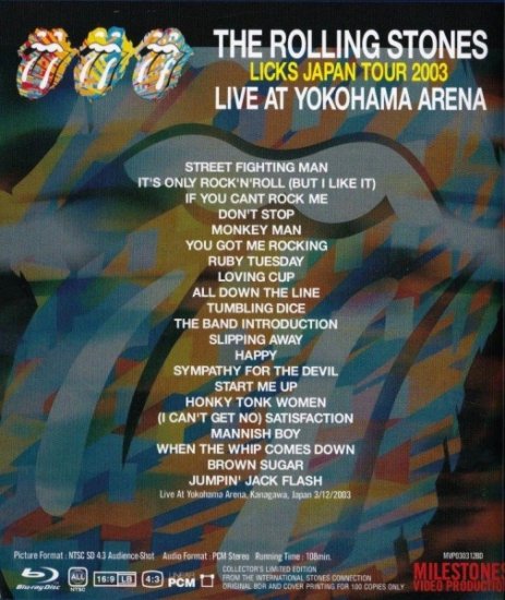 THE ROLLING STONES / LIVE AT YOKOHAMA ARENA LICKS JAPAN TOUR 2003 (1BDR)