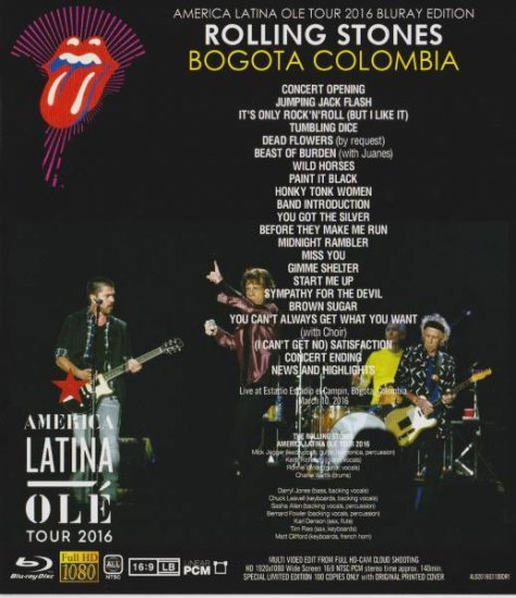 THE ROLLING STONES / AMERICA LATINA OLE TOUR 2016 BOGOTA COLOMBIA (1BDR)