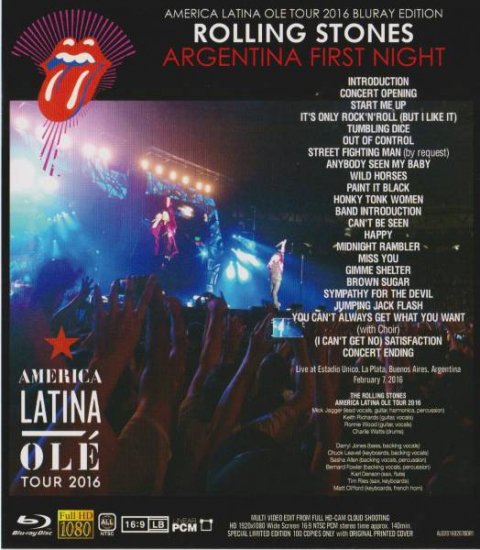 THE ROLLING STONES / AMERICA LATINA OLE TOUR 2016 ARGENTINA FIRST NIGHT (1BDR)