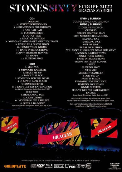 THE ROLLING STONES / GRACIAS MADRID ”SIXTY EUROPE TOUR 2022” THE FIRST SHOW (2CD+2DVD/2BDR)