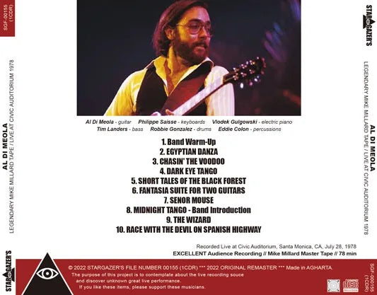 AL DI MEOLA / LEGENDARY MIKE MILLARD TAPE LIVE AT CIVIC AUDITORIUM 1978 (1CDR)