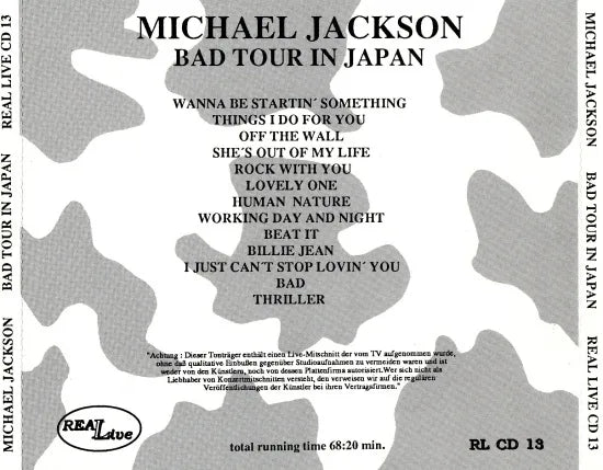 MICHAEL JACKSON / BAD TOUR IN JAPAN (1CDR)