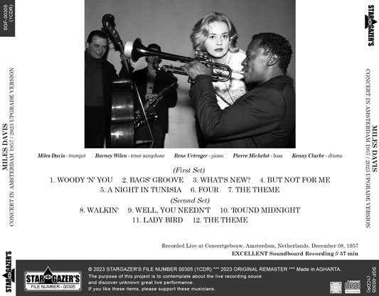 MILES DAVIS / 2023 UPGRADE VERSION CONCERT IN AMSTERDAM 1957 (1CDR)