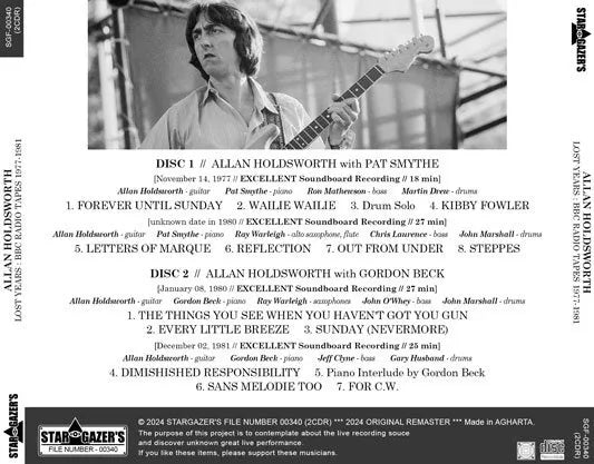 ALLAN HOLDSWORTH / LOST YEARS BBC RADIO TAPES 1977-1981 (2CDR)