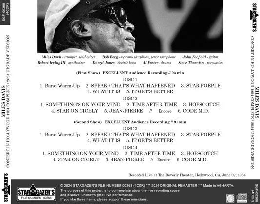 MILES DAVIS / CONCERT IN HOLLYWOOD 1984 COMPLETE 2024 UPGRADE VERSION (4CDR)