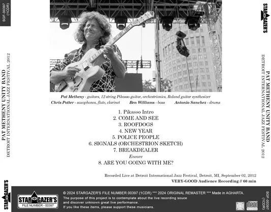 PAT METHENY UNITY BAND / DETROIT INTERNATIONAL JAZZ FESTIVAL 2012 (1CDR)