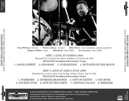 TONY WILLIAMS QUINTET / LIVE AT YOSHI'S 1988 AND JAZZ A JUAN 1990 (2CDR)