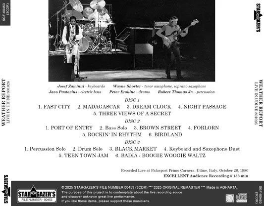 WEATHER REPORT / LIVE IN UDINE 801026 (3CDR)