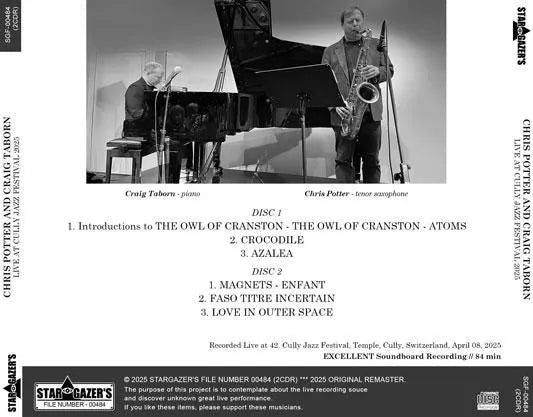CHRIS POTTER AND CRAIG TABORN / LIVE AT CULLY JAZZ FESTIVAL 2025 (2CDR)