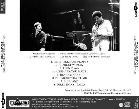 WEATHER REPORT / LIVE AT ROYAL OAK THEATRE 771129 (1CDR)