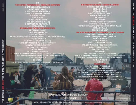 THE BEATLES / GET BACK THE ROOFTOP CONCERT【EXPANDED CD and DVD EDITION】Soundboard & Pro Shot (1CD+1DVD)