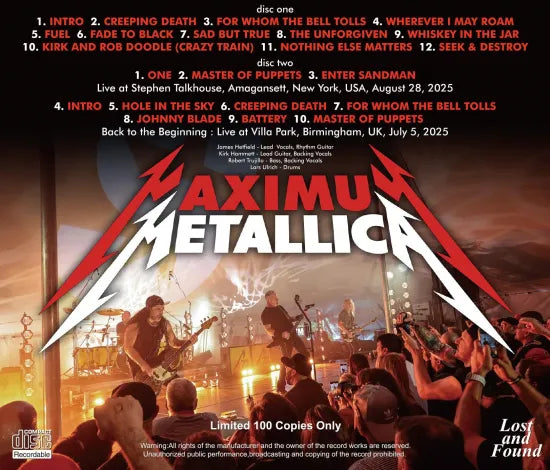 METALLICA / LIVE AT STEPHEN TALKHOUSE 2025 SOUNDBOARD (2CDR)