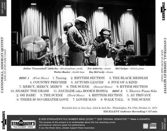 CANNONBALL ADDERLEY QUINTET / LIVE AT JUST JAZZ 731031 (2CDR)