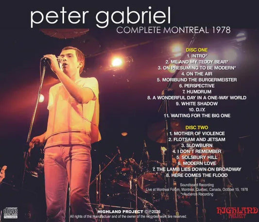 PETER GABRIEL / COMPLETE MONTREAL 1978 (2CDR)