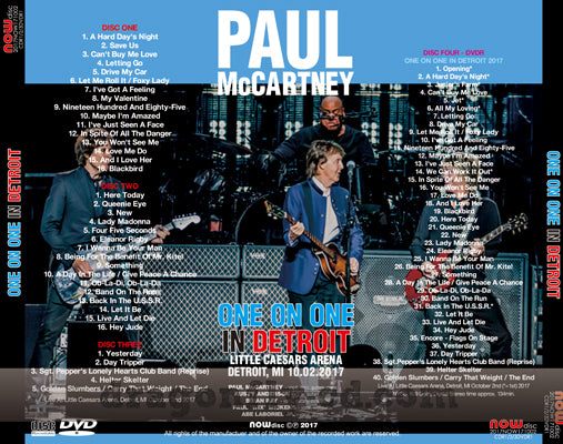 PAUL McCARTNEY / ONE ON ONE IN DETROIT 2017 (3CDR+1DVDR)