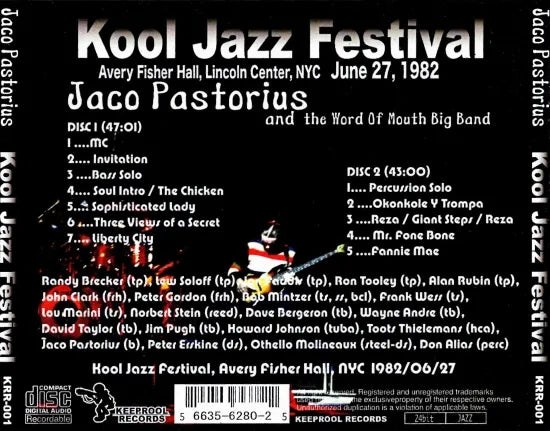 JACO PASTORIUS / KOOL JAZZ FESTIVAL SOUNDBOARD (2CDR)