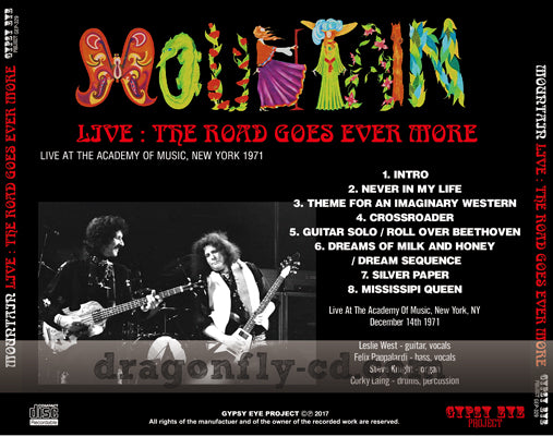 MOUNTAIN / LIVE: THE ROAD GOES EVER MORE SOUNDBOARD (1CDR)