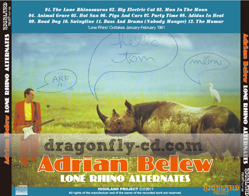 ADRIAN BELEW / LONE RHINO ALTERNATES Soundboard (1CDR)