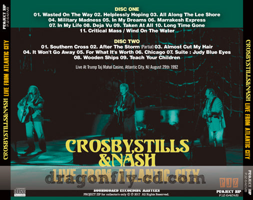 CROSBY, STILLS & NASH / LIVE FROM ATLANTIC CITY Soundboard (2CDR)