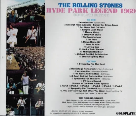 THE ROLLING STONES / HYDE PARK LEGEND 1969 (2CD)
