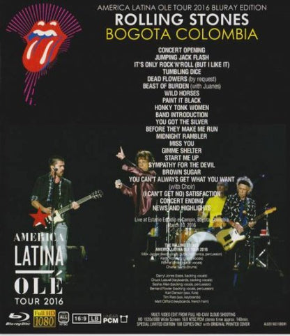 THE ROLLING STONES / AMERICA LATINA OLE TOUR 2016 BOGOTA COLOMBIA (1BDR)
