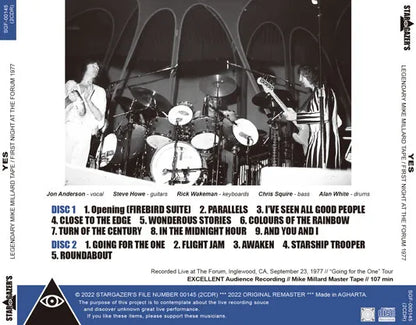 YES / LEGENDARY MIKE MILLARD TAPE FIRST NIGHT AT THE FORUM 1977 (2CDR)