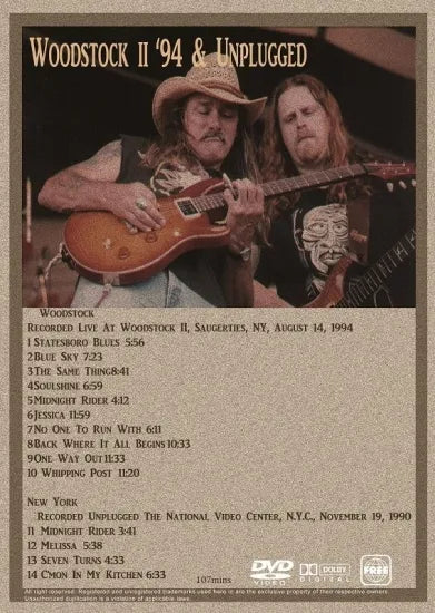 ALLMAN BROTHERS BAND / WOODSTOCK II '94 & UNPLUGGED (1DVDR)