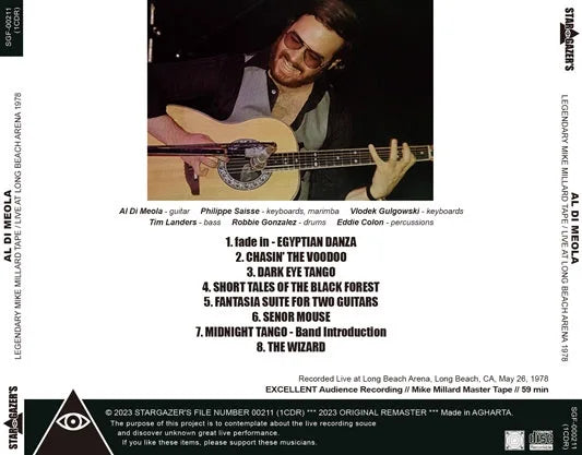 AL DI MEOLA / LEGENDARY MIKE MILLARD TAPE LIVE AT LONG BEACH ARENA 1978 (1CDR)