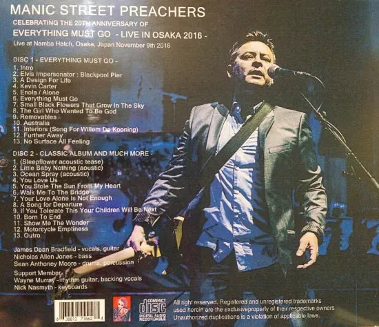 Manic Street Preachers / LIVE IN OSAKA 2016 (2CDR)