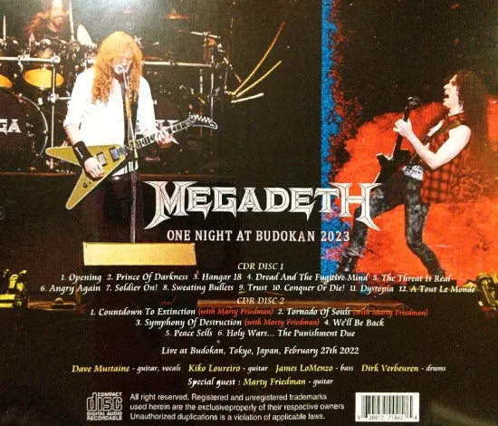 MEGADETH / ONE NIGHT AT BUDOKAN 2023 (2CDR)