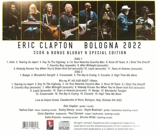ERIC CLAPTON / BOLOGNA 2022 Special Edition (2CDR+1BDR)