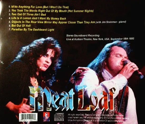 MEAT LOAF / Memories Of Live SOUNDBOARD (1CDR)