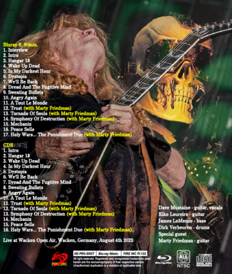 MEGADETH / WACKEN 2023 PRO-SHOT (1BDR & 1CDR)