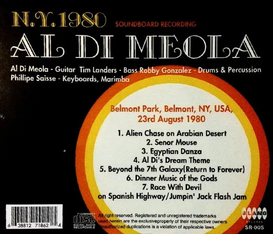 Al Di Meola / N.Y. 1980 Soundboard (1CDR)