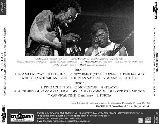 MILES DAVIS / CONCERT IN COPENHAGEN 1988 2023 UPGRADE VERSION (2CDR)