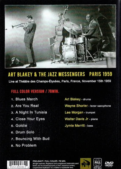 ART BLAKEY & THE JAZZ MESSENGERS / PARIS 1959 FULL COLOR VERSION (1DVDR)