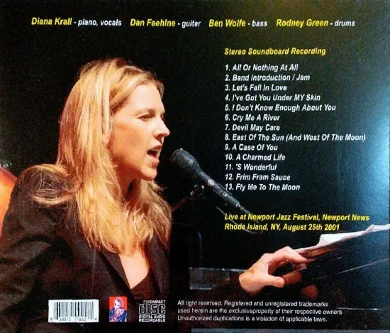 Diana Krall / Newport Jazz Festival 2001 STEREO SOUNDBOARD (1CDR)