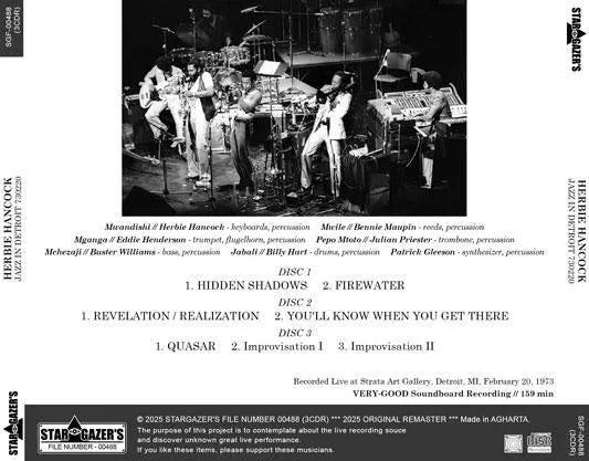 HERBIE HANCOCK / JAZZ IN DETROIT 730220 (3CDR)