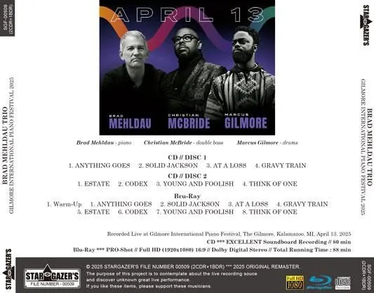 BRAD MEHLDAU TRIO / GILMORE INTERNATIONAL PIANO FESTIVAL 2025 (2CDR+1BDR)
