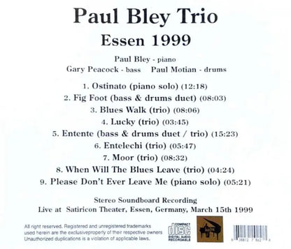 PAUL BLEY TRIO / Essen 1999 STEREO SOUNDBOARD (1CDR)