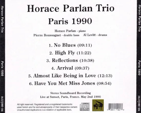 Horace Parlan Trio / Paris 1990 STEREO SOUNDBOARD (1CDR)
