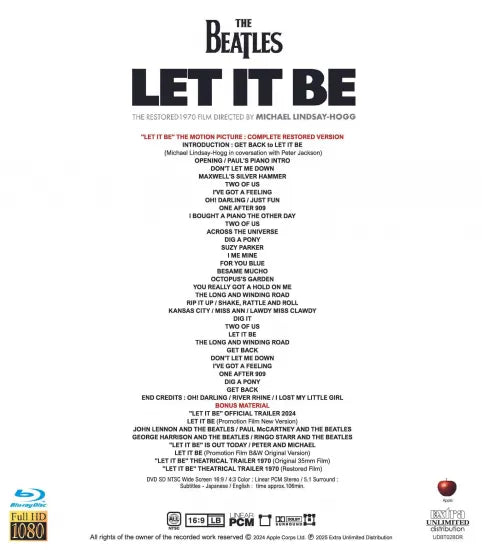 THE BEATLES / "LET IT BE" THE ORIGINAL MOTION PICTURE  SPECIAL EDITION (1BDR)