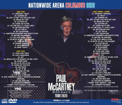 PAUL McCARTNEY / GOT BACK TOUR 2025 NATIONWIDE ARENA, COLUMBUS, OHIO (2CDR+1DVDR)