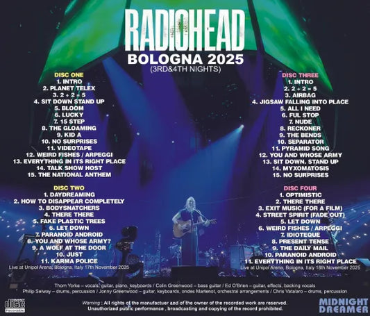 RADIOHEAD / BOLOGNA 2025 3RD & 4TH NIGHTS (4CDR)