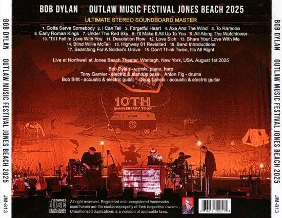 BOB DYLAN / JONES BEACH 2025 STEREO SOUNDBOARD (1CDR)