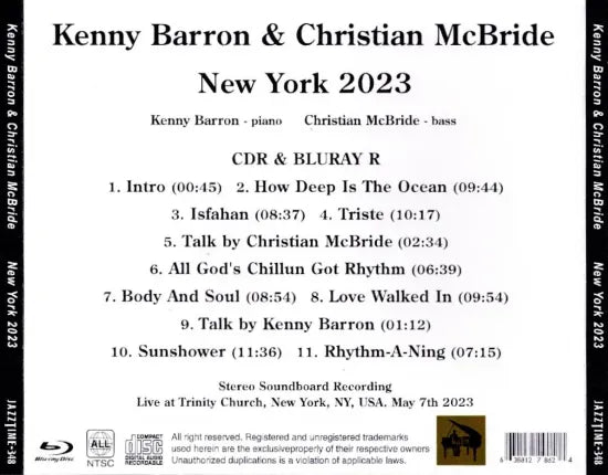 Kenny Barron & Christian McBride / New York 2023 STEREO SOUNDBOARD (1CDR+1BDR)